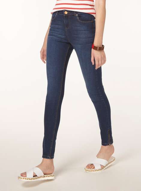 **Tall Indigo Zip Hem 'Darcy' Super Skinny Jeans